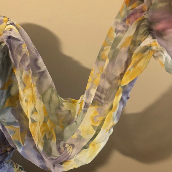 Floral Chiffon Long Sleeve Dress - Picture 5 of 9